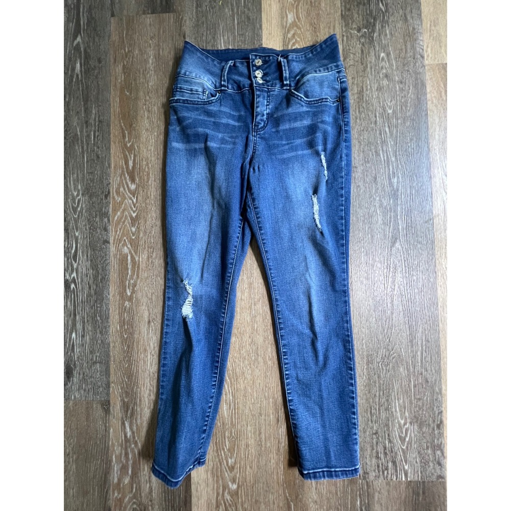 Royal For Me Slim Stretch Skinny Jeans Womens 10P Blue Distressed High Waist